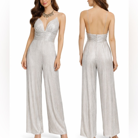 Aidan Mattox Pants - Aidan Mattox Knit Foiled Jumpsuit